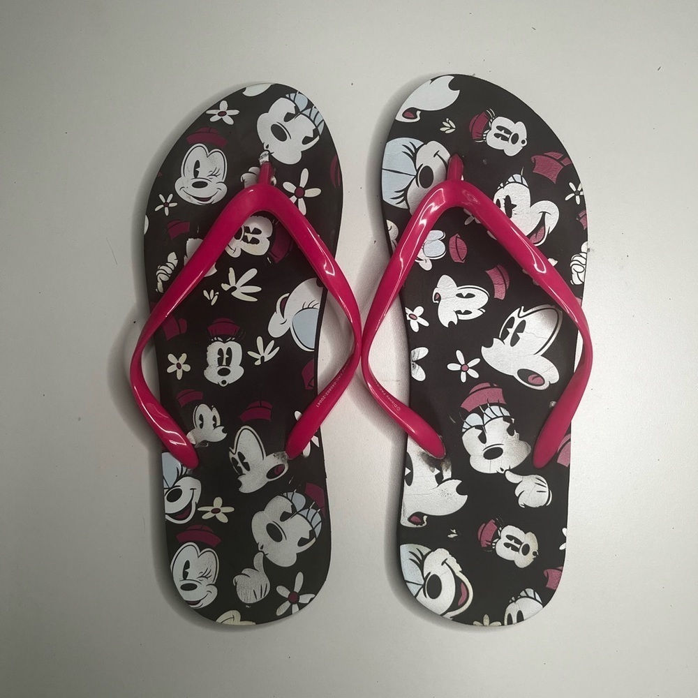 Disney Women's Sandals with Pink Straps and Black Base
